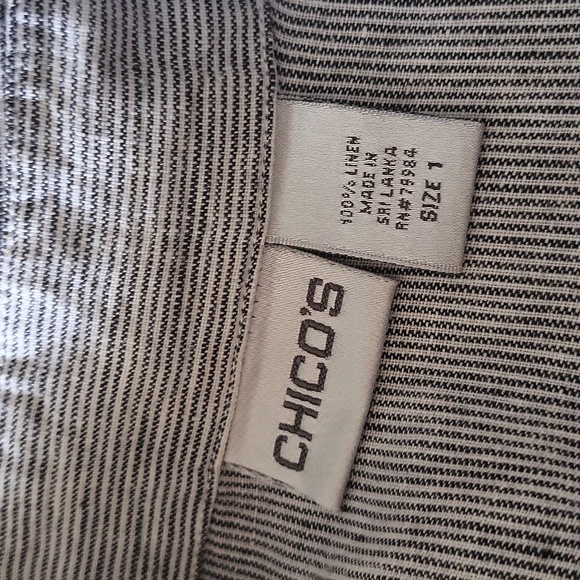 CHICO'S DESIGN Women's Natural Linen Button Up Shirt Size 1 equal to a big med - Picture 8 of 8